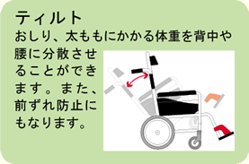 おしり、太ももにかかる体重を背中や腰に分散させることができます。また、前ずれ防止にもなります。