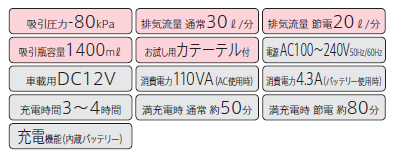 3電源対応吸引器 ミニックDC-? MWD2-1400