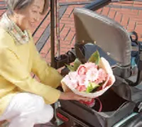 ハンドル形電動車いす S637 スマートパルN 座面下の荷物入れ